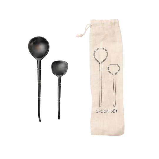 Hello Honey® Black Horn Spoons Set